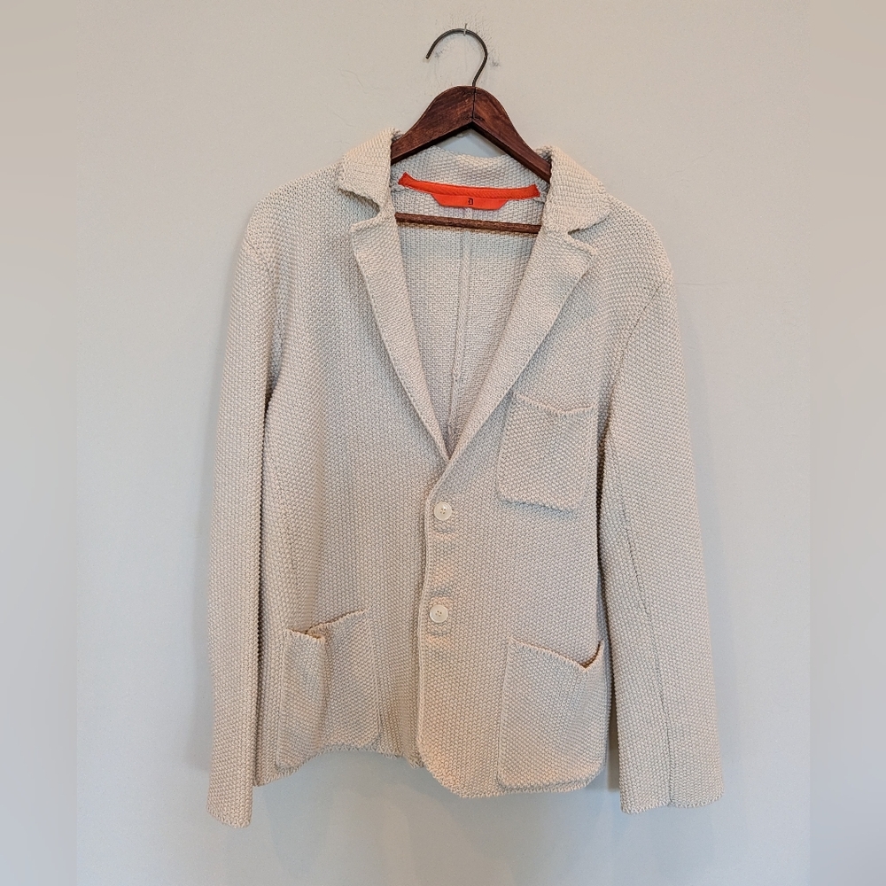 Dondup Men's Ivory Cotton Blend Knit Blazer Made In Italy Size Medium EUC